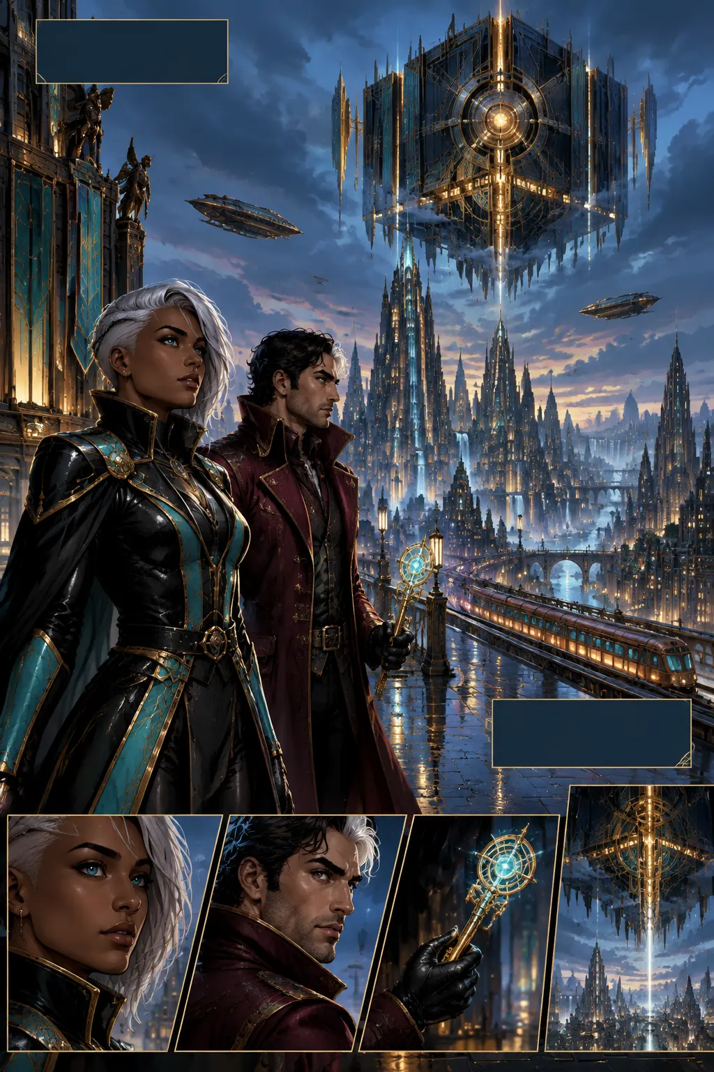 Lumen City towers beneath the enormous floating black-and-gold vault